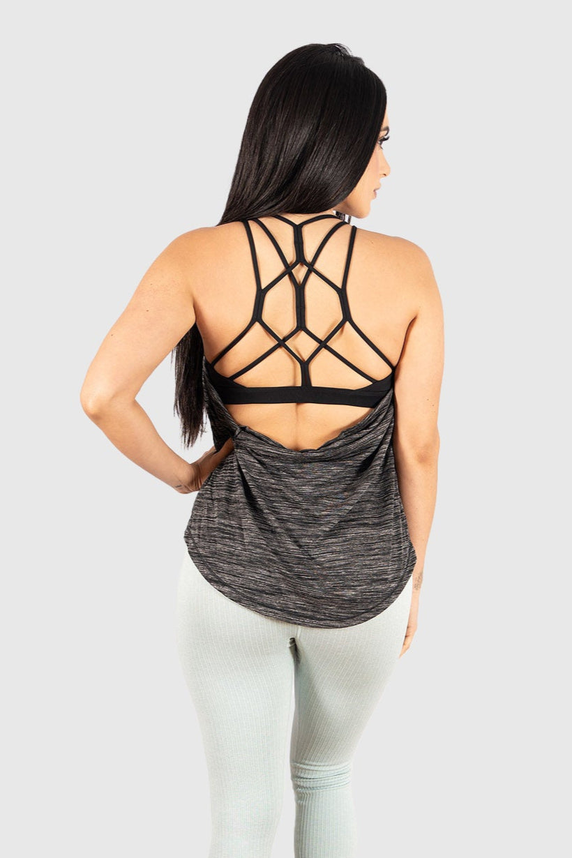 The Breathe Easy Tank with Built-In Bra – Charcoal Mist
