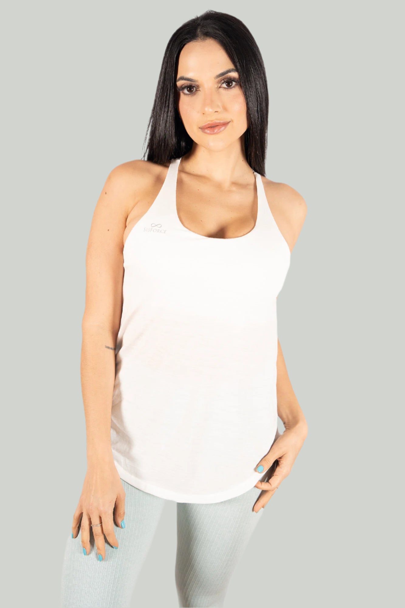 The Breathe Easy Tank with Built-In Bra – Pearl White