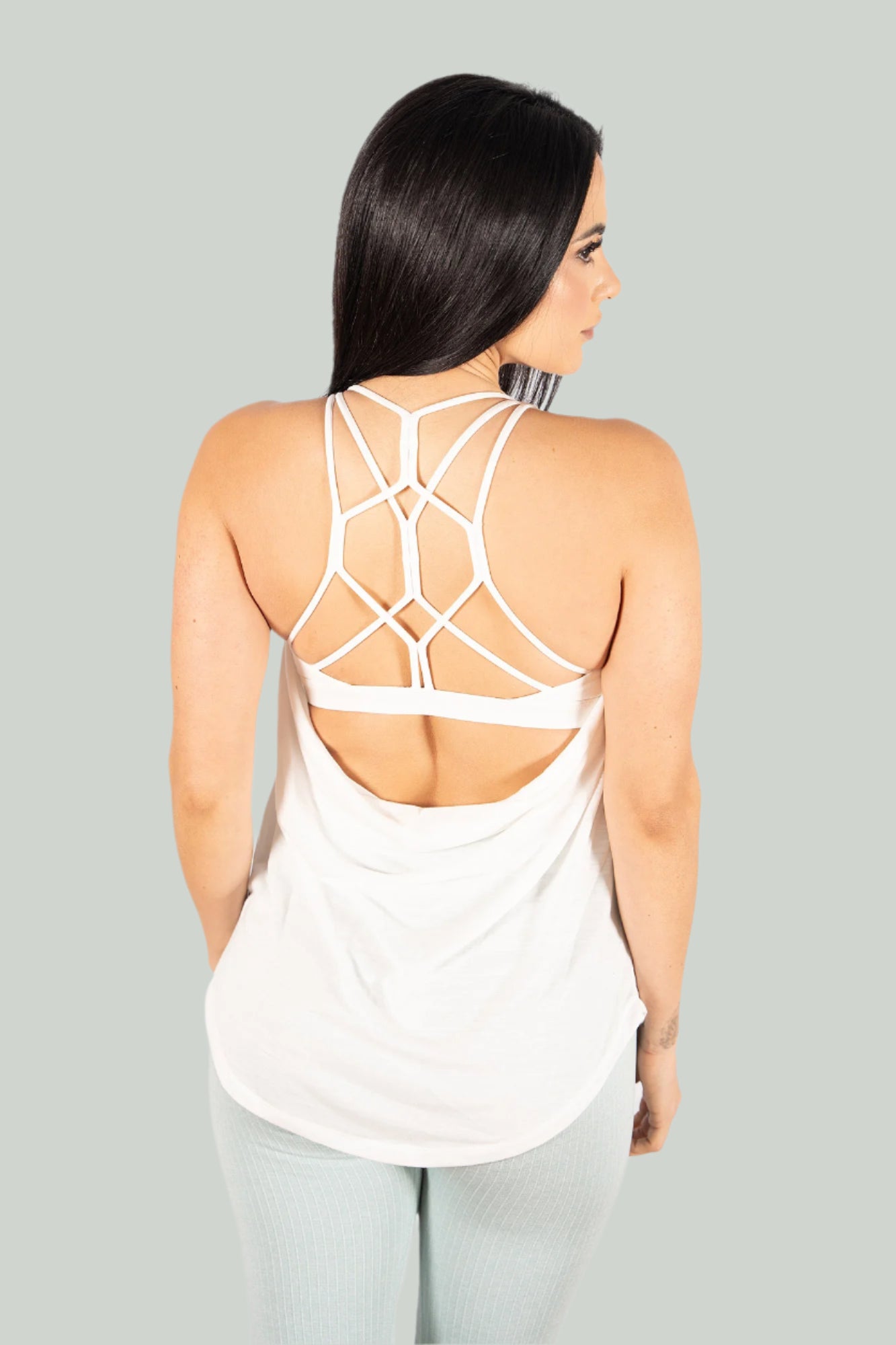 The Breathe Easy Tank with Built-In Bra – Pearl White
