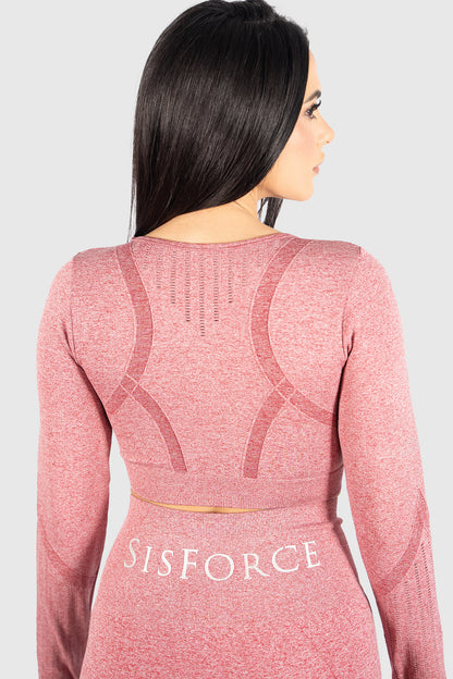 The Momentum Long Sleeve Top - Red Blush