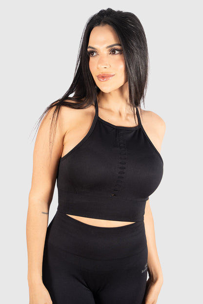 Sculpt Luxe Halter Top – Black Onyx